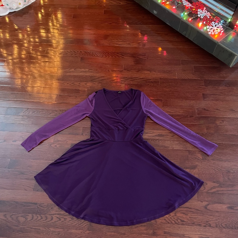 SHEIN Dark Purple Dress with sheer Lighter Purple sleeves